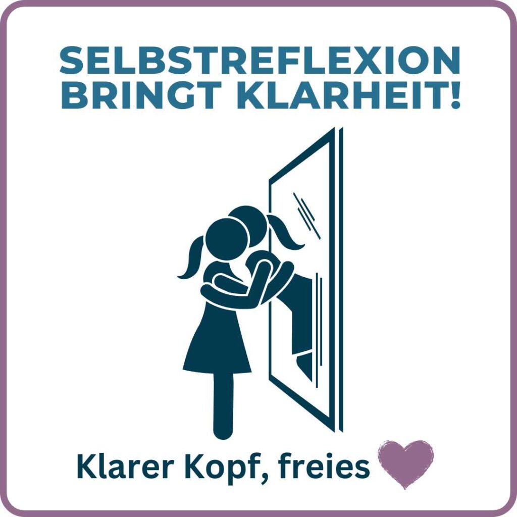 Das Spiegelbild, die Reflexion, tritt aus dem Spiegel heraus und umarmt die Frau.