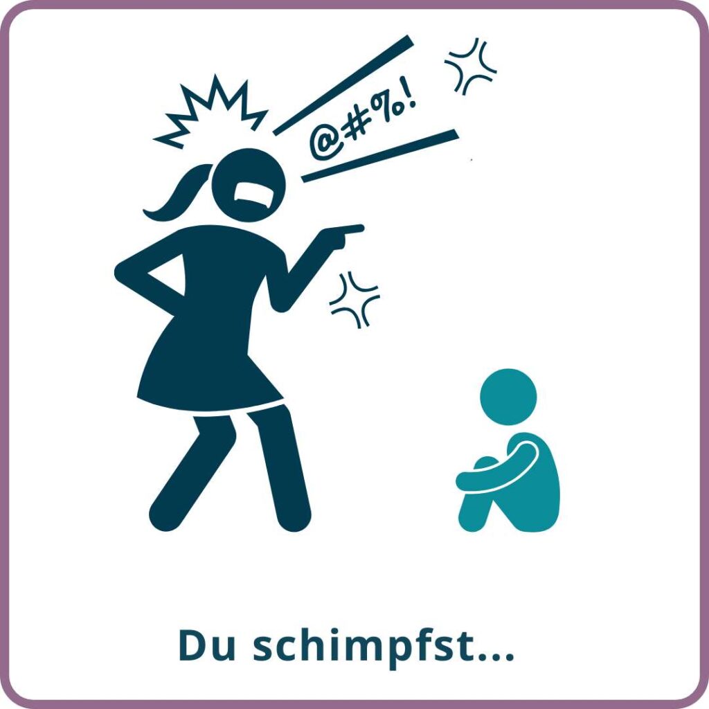 Eine Mama schreit ihr Kind an.