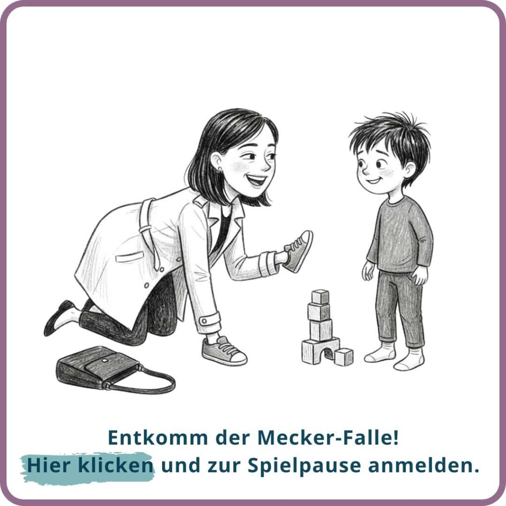 Mutter erzeugt Kooperation durch einen Spielmoment.